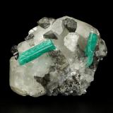 Beryl (variety emerald), Calcite, Dolomite<br />La Pita mining district, Cunas Mine, Municipio Maripí, Western Emerald Belt, Boyacá Department, Colombia<br />61x50x38mm, xls=22 & 17mm<br /> (Author: Fiebre Verde)