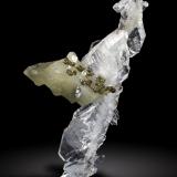 Quartz, Calcite and Pyrite<br />Iouriren Mine (AGM Mine), Akka, Tafraout, Tiznit Province, Souss-Massa Region, Morocco<br />11cm.<br /> (Author: Enrique Llorens)