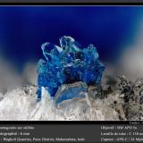 Pentagonite on Stilbite<br />Wagholi Quarry, Wagholi, Pune District (Poonah District), Maharashtra, India<br />fov 6.0 mm<br /> (Author: ploum)