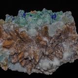 Calcite, Azurite, Malachite<br />Kamariza Mines, Agios Konstantinos, Lavrion Mining District, Attikí (Attica) Prefecture, Greece<br />9.3 x 7.1 cm<br /> (Author: am mizunaka)
