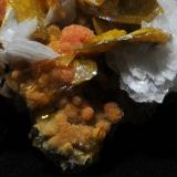 Barite on Wulfenite and Mimetite<br /><br />5.7 x 4.6 x 3.4 cm<br /> (Author: steven calamuci)