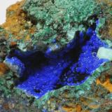 Azurite with Malachite<br />Liufengshan Mine, Guichi District, Chizhou Prefecture, Anhui Province, China<br />7.1 x 4.6 x 4.2 cm<br /> (Author: steven calamuci)