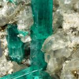 Beryl (variety emerald), Dolomite, Pyrite<br />Chivor mining district, San Gregorio Mine, Municipio Chivor, Eastern Emerald Belt, Boyacá Department, Colombia<br />21x58x31mm, largest xl=13mm<br /> (Author: Fiebre Verde)