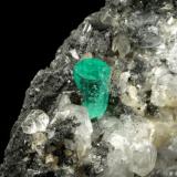 Beryl (variety emerald), Calcite<br />Coscuez mining district, Municipio San Pablo de Borbur, Western Emerald Belt, Boyacá Department, Colombia<br />59x20x60mm, xl=7x5mm<br /> (Author: Fiebre Verde)