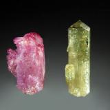 VesuvianiteJeffrey Mine, Asbestos, Les Sources RCM, Estrie, Québec, Canada(L) 1.0 x 1.9 cm, (R) 0.6 x 2.1 cm (Author: crosstimber)