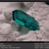 Dioptase<br />Omaue Mine, Kaokoveld Plateau, Kunene Region, Namibia<br />fov 3.5 mm<br /> (Author: ploum)