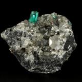 Beryl (variety emerald), Calcite, Dolomite, Pyrite<br />Coscuez mining district, Municipio San Pablo de Borbur, Western Emerald Belt, Boyacá Department, Colombia<br />70x50x55mm, aggregate=10mm<br /> (Author: Fiebre Verde)