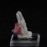 Rhodochrosite and Quartz<br />Huayllapon Mine (Huallapon Mine), Pasto Bueno, Pampas District, Pallasca Province, Ancash Department, Peru<br />2.6 x 1.7 x 1.7 cm<br /> (Author: steven calamuci)