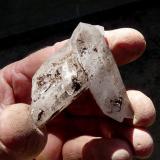 Quartz<br />Ceres, Warmbokkeveld Valley, Ceres, Valle Warmbokkeveld, Witzenberg, Cape Winelands, Western Cape Province, South Africa<br />Fingers for size<br /> (Author: Pierre Joubert)