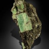 Beryl (variety emerald) with Phlogopite<br />Emerald Deposit, A Franqueira, A Cañiza, Comarca Paradanta, Pontevedra, Galicia / Galiza, Spain<br />63 X 30 mm<br /> (Author: Manuel Mesa)