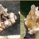 Quartz<br />Ceres, Warmbokkeveld Valley, Ceres, Valle Warmbokkeveld, Witzenberg, Cape Winelands, Western Cape Province, South Africa<br />Hand for size.<br /> (Author: Pierre Joubert)