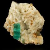 Beryl (variety emerald), Albite (variety cleavelandite)<br />Chivor mining district, Municipio Chivor, Eastern Emerald Belt, Boyacá Department, Colombia<br />29x31x21mm, xl=11mm<br /> (Author: Fiebre Verde)