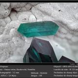 Dioptase<br />Omaue Mine, Kaokoveld Plateau, Kunene Region, Namibia<br />fov 3.2 mm<br /> (Author: ploum)