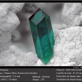 Dioptase<br />Omaue Mine, Kaokoveld Plateau, Kunene Region, Namibia<br />fov 3.2 mm<br /> (Author: ploum)