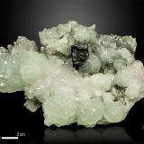 Babingtonite, Prehnite and Quartz<br />Babingtonite occurrences, Qiaojia, Zhaotong Prefecture, Yunnan Province, China<br />100 X 67 mm<br /> (Author: Manuel Mesa)