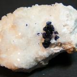 Azurite on Calcite<br />Tsumeb Mine, Tsumeb, Otjikoto Region, Namibia<br />50mm x 35mm<br /> (Author: Heimo Hellwig)