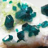 Dioptase on Calcite<br />Tsumeb Mine, Tsumeb, Otjikoto Region, Namibia<br />70mm x 60mm x 40mm<br /> (Author: Heimo Hellwig)