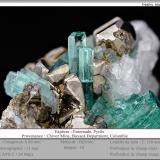 Beryl (variety emerald) with Pyrite<br />Chivor mining district, Municipio Chivor, Eastern Emerald Belt, Boyacá Department, Colombia<br />fov 12 mm<br /> (Author: ploum)