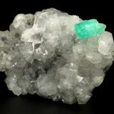 Beryl (variety emerald), Calcite, Quartz<br />Muzo mining district, Western Emerald Belt, Boyacá Department, Colombia<br />71x49x20mm, aggregate=15x9mm<br /> (Author: Fiebre Verde)