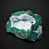 Quarz on Chrysocolla<br />Arizona, USA<br />55mm x 50mm x 50mm<br /> (Author: Philippe Durand)