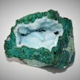 Quartz on Chrysocolla<br />Arizona, USA<br />55mm x 50mm x 50mm<br /> (Author: Philippe Durand)