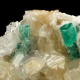 Beryl (variety emerald), Calcite, Quartz<br />Peñas Blancas Mine, Municipio San Pablo de Borbur, Western Emerald Belt, Boyacá Department, Colombia<br />78x51x44mm, main xl=12mm<br /> (Author: Fiebre Verde)