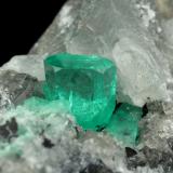 Beryl (variety emerald), Calcite, Dolomite<br />La Pita mining district, Cunas Mine, Municipio Maripí, Western Emerald Belt, Boyacá Department, Colombia<br />56x44x51mm, xls=7mm & 4mm<br /> (Author: Fiebre Verde)