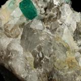 Beryl (variety emerald), Calcite, Quartz<br />Peñas Blancas Mine, Municipio San Pablo de Borbur, Western Emerald Belt, Boyacá Department, Colombia<br />47x34x48, xl=7mm<br /> (Author: Fiebre Verde)