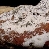 Aragonite on Dolomite (variety ferroan)<br />Monroe County, Indiana, USA<br />the cavity is 11 cm x 5.5 cm the aragonite needles are up to 1.0 cm<br /> (Author: Bob Harman)