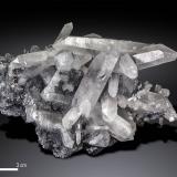 Jamesonite on quartz<br />Yaogangxian Mine, Yizhang, Chenzhou Prefecture, Hunan Province, China<br />100 x 65 mm<br /> (Author: Manuel Mesa)