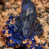 Azurite on DolomiteSchmitt dolomite Quarry, Altenmittlau, Freigericht, Main-Kinzig-Kreis District, Spessart, Hesse/Hessen, GermanyMain crystal size: 1.2 × 0.4 cm (Author: Jordi Fabre)