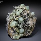 Prehnite, Quartz and Babingtonite<br />Babingtonite occurrences, Qiaojia, Zhaotong Prefecture, Yunnan Province, China<br />105 x 103 mm<br /> (Author: Manuel Mesa)