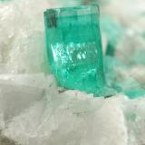 Beryl (variety emerald), Calcite, Pyrite<br />Chivor mining district, El Oriente Mine, Municipio Chivor, Eastern Emerald Belt, Boyacá Department, Colombia<br />59x50x33mm, xl=8mm<br /> (Author: Fiebre Verde)