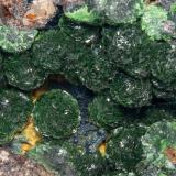 Chalcosiderite<br />Phoenix United Mine, Minions, Linkinhorne, Liskeard District, Cornwall, England / United Kingdom<br />Main "ball" size: 0.4 × 0.3 cm<br /> (Author: Jordi Fabre)