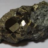 PyriteMount Wellington Mine, Twelveheads, Baldhu, Camborne - Redruth - Saint Day District, Cornwall, England / United Kingdom6cm x 3.7cm (Author: markbeckett)