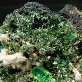 Olivenite with Malachite<br />Wheal Gorland, Saint Day, Camborne - Redruth - Saint Day District, Cornwall, England / United Kingdom<br />Main crystal size: 0.4 × 0.1 cm<br /> (Author: Jordi Fabre)