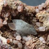 Baryte on Calcite<br />Frizington Parks (Iron Ore), Frizington, West Cumberland Iron Field, former Cumberland, Cumbria, England / United Kingdom<br />2cm<br /> (Author: colin robinson)