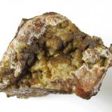 Siderite on Quartz (variety chalcedony)<br />Penlee Quarry, Mousehole, Penzance Civil Parish, Cornwall, England / United Kingdom<br />6x5 cm<br /> (Author: markbeckett)