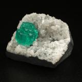 Beryl (variety emerald), Calcite, Dolomite<br />La Pita mining district, Municipio Maripí, Western Emerald Belt, Boyacá Department, Colombia<br />28x36x19mm, aggregate=6x9mm<br /> (Author: Fiebre Verde)