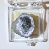 Millerite on Quartz<br />Wallace Stone Company Quarry, Bay Port Michigan, Pigeon, Huron County, Michigan, USA<br />1.8 cm<br /> (Author: Bob Harman)