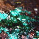 Dioptasa.<br />Zona Mina Tantara, Shinkolobwe, Cinturón de cobre de Katanga, Katanga (Shaba), República Democrática del Congo (Zaire)<br />2´784 x 2´247 mm.<br /> (Autor: Jesus Franquesa Baucells)