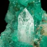 Beryl (variety emerald), Calcite, Quartz<br />Peñas Blancas Mine, Municipio San Pablo de Borbur, Western Emerald Belt, Boyacá Department, Colombia<br />43x30x34mm, aggregate with xls up to 10mm<br /> (Author: Fiebre Verde)