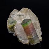 Elbaite, Quartz<br />Himalaya Mine, Gem Hill, Mesa Grande District, San Diego County, California, USA<br />9.0 x 7.7 cm<br /> (Author: am mizunaka)
