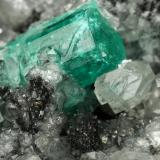 Beryl (variety emerald), Calcite, Pyrite<br />La Pita mining district, Polveros Mine, Municipio Maripí, Western Emerald Belt, Boyacá Department, Colombia<br />77x86x68mm, xl=19mm<br /> (Author: Fiebre Verde)