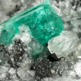 Beryl (variety emerald), Calcite, Pyrite<br />La Pita mining district, Polveros Mine, Municipio Maripí, Western Emerald Belt, Boyacá Department, Colombia<br />77x86x68mm, xl=19mm<br /> (Author: Fiebre Verde)