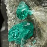 Beryl (variety emerald), Calcite, Pyrite, Muscovite<br />Chivor mining district, Municipio Chivor, Eastern Emerald Belt, Boyacá Department, Colombia<br />126x68x42, xls up to 10mm<br /> (Author: Fiebre Verde)