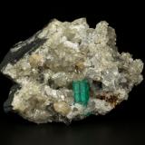 Beryl (variety emerald), Calcite, Dolomite, Pyrite<br />La Pita mining district, Municipio Maripí, Western Emerald Belt, Boyacá Department, Colombia<br />67x53x27mm, xl=11mm<br /> (Author: Fiebre Verde)