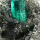 Beryl (variety emerald), Calcite, Dolomite, Pyrite<br />Chivor mining district, El Acuario Mine, Municipio Chivor, Eastern Emerald Belt, Boyacá Department, Colombia<br />84x43x54mm, xl=7mm<br /> (Author: Fiebre Verde)