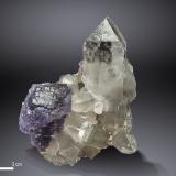 Fluorite on Quartz<br />Yaogangxian Mine, Yizhang, Chenzhou Prefecture, Hunan Province, China<br />88 X 70 mm<br /> (Author: Manuel Mesa)