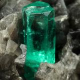 Beryl (variety emerald), Calcite, Pyrite<br />Coscuez mining district, Municipio San Pablo de Borbur, Western Emerald Belt, Boyacá Department, Colombia<br />67x47x55mm, xl=19mm<br /> (Author: Fiebre Verde)